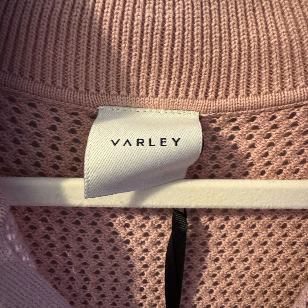 Varley Calva Knit Polo Sweater Pink Mauve V-Neck, Sheer, Small NWT - Picture 9 of 14